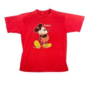 Vintage Mickey Mouse Arkansas Graphic T Shirt Red L